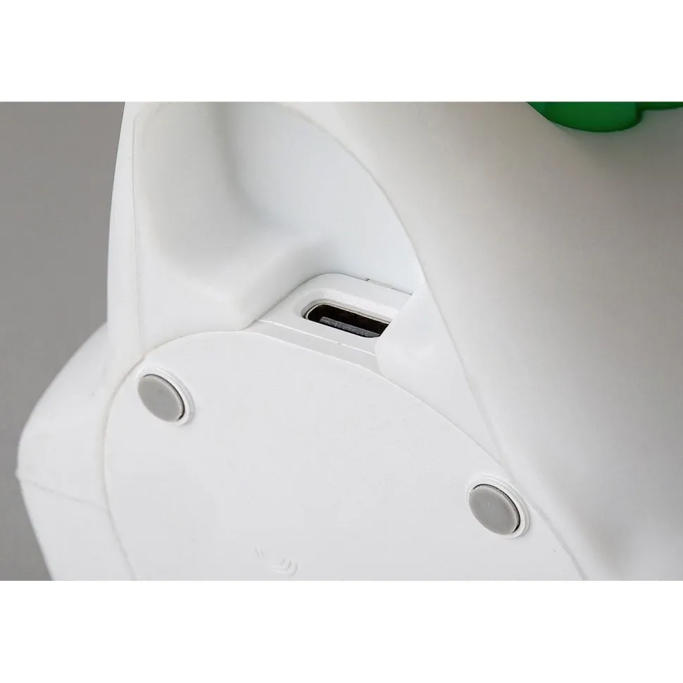 Lasten yöpöytävalaisin Rabalux Dinoo 14cm, RGB, ladattava, valkoinen/moniväri