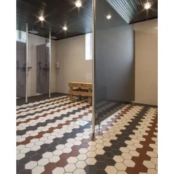 Lattialaatta Pukkila Natura 6-kulmainen Valkoinen himmeä sileä 115x100 mm
