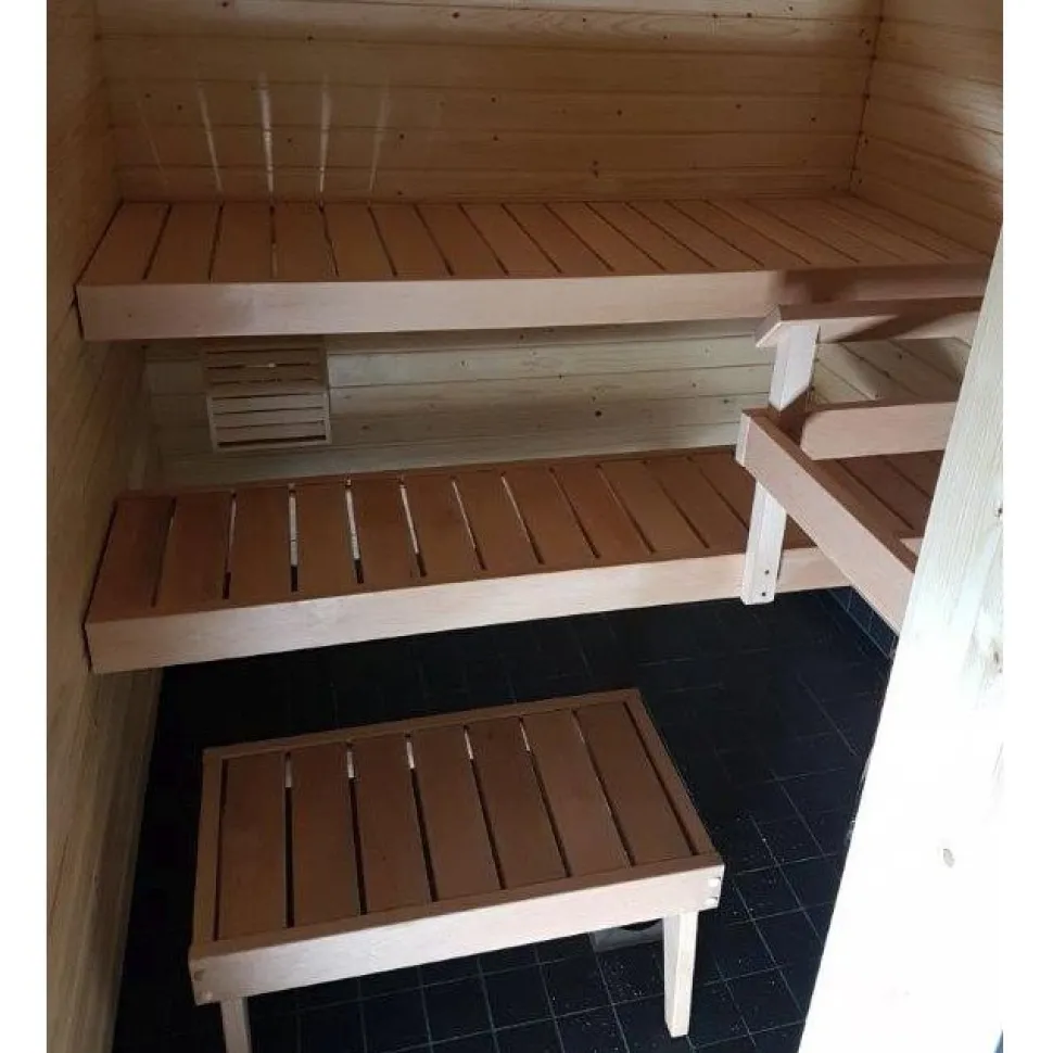 Laudepaketti Jokiwood IISI, lämpöhaapa, sis. ylä- ja alalaude, kiuaskaide, jakkara ja kannatinpuut
