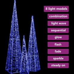 LED-koristevalokartiosarja akryyli 60/90/120 cm eri värejä