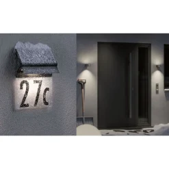 LED-numerovalaisin aurinkokennolla Paulmann Neda, IP44, 3000K, musta