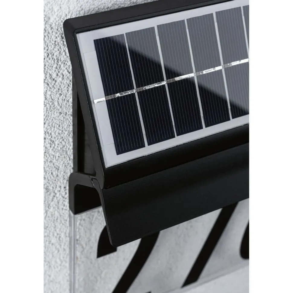 LED-numerovalaisin aurinkokennolla Paulmann Neda, IP44, 3000K, musta