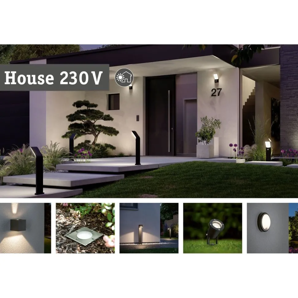 LED-numerovalaisin liike- ja hämärätunnistimella Paulmann Sheera, Smart Home Zigbee 3.0, IP44, 27.6x7.3cm, antrasiitti