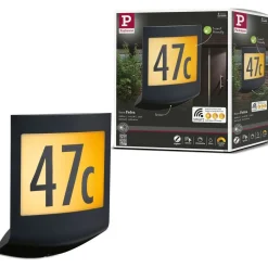 LED-numerovalaisin liike- ja hämärätunnistimella Paulmann Padea, Smart Home Zigbee 3.0, IP44, antrasiitti