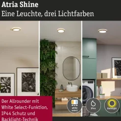 LED-paneeli Paulmann Atria Shine, pyöreä, IP44, 3000-6500K, eri kokoja