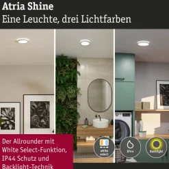 LED-paneeli Paulmann Atria Shine, pyöreä, IP44, 3000-6500K, eri kokoja