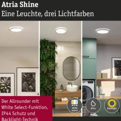 LED-paneeli Paulmann Atria Shine, pyöreä, IP44, 3000-6500K, eri kokoja