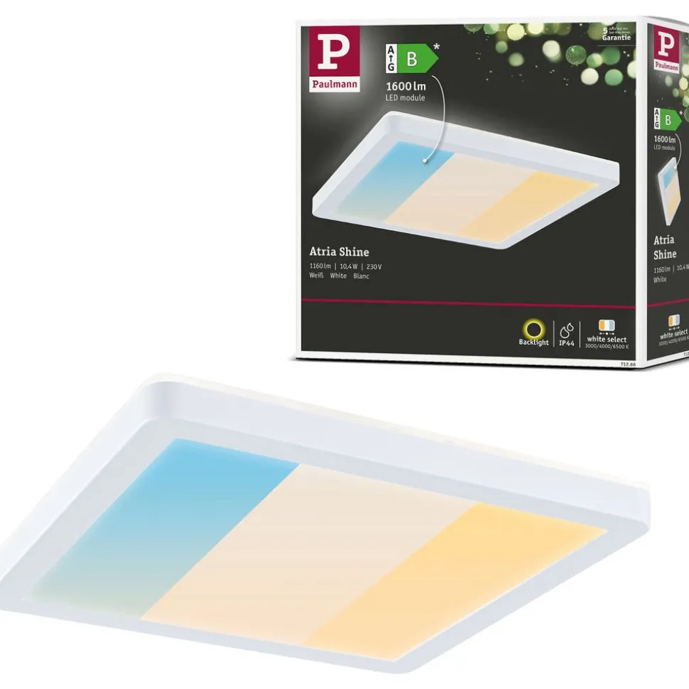 LED-paneeli Paulmann Atria Shine, kulmikas, IP44, 3000-6500K, eri kokoja