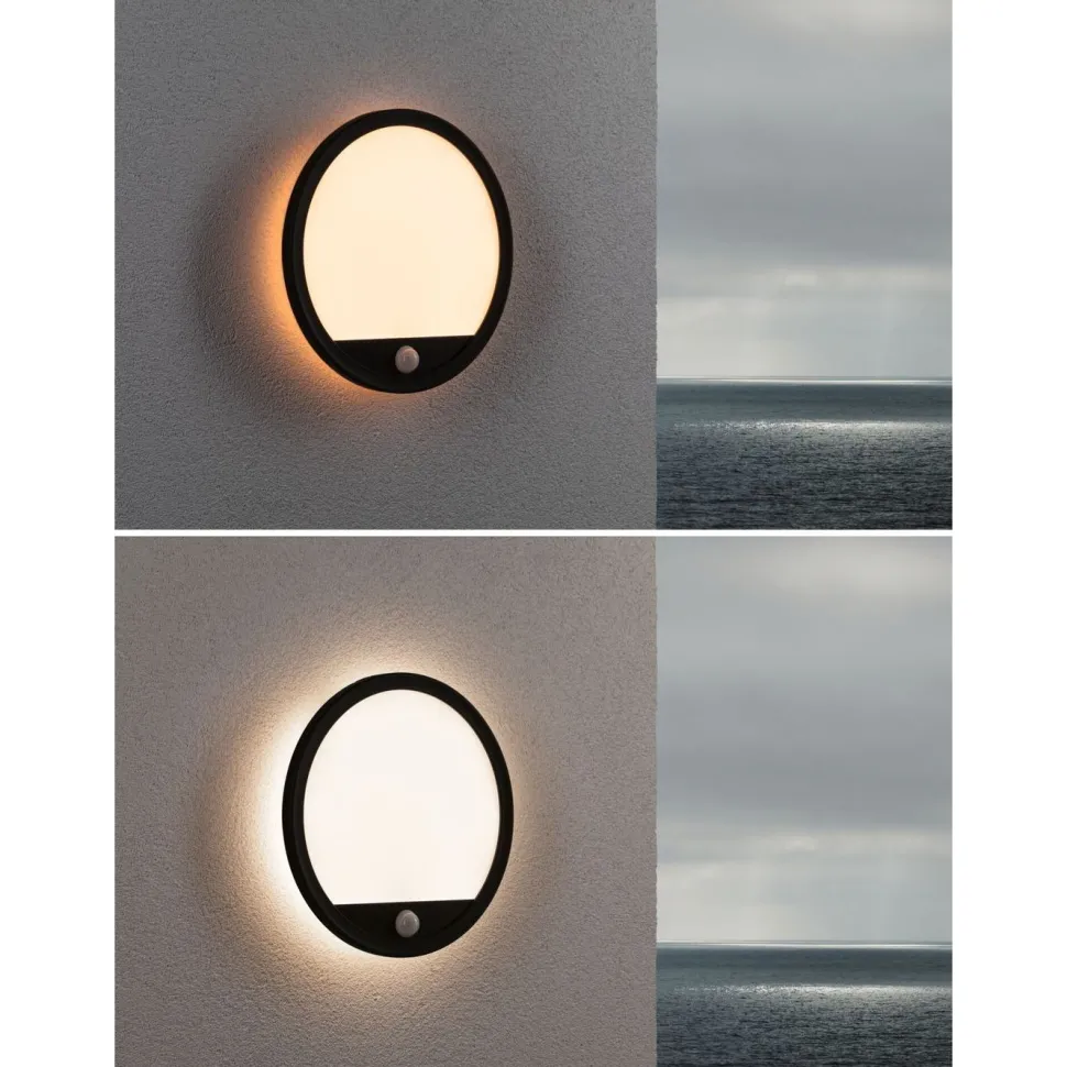 LED-paneeli ulkokäyttöön Paulmann Lamina, IP44, 28cm, liiketunnistin, hämärätunnistin, säädettävä värilämpötila, eri värejä