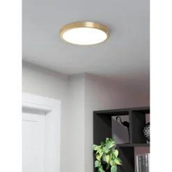 LED-Plafondi Eglo Fueva 5 harjattu messinki/valkoinen pyöreä eri kokoja
