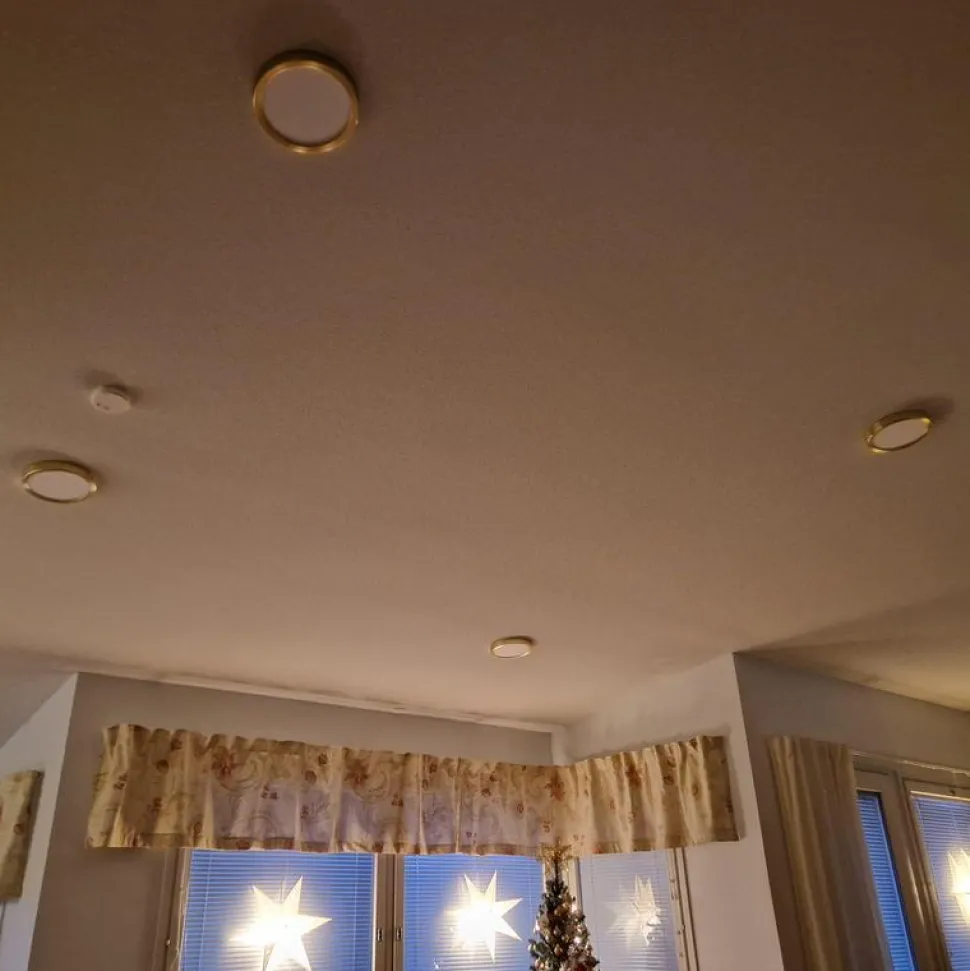 LED-Plafondi Eglo Fueva 5 harjattu messinki/valkoinen pyöreä eri kokoja