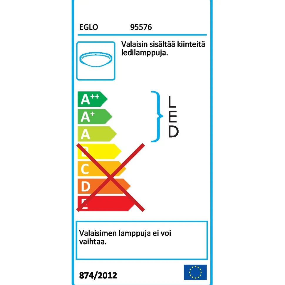 LED-plafondi Eglo Nerini Ø315mm valkoinen kristalli 95576
