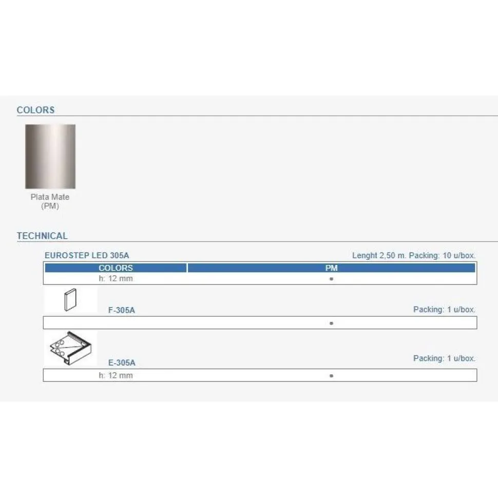 LED-porraslistan ulkokulmapala Euroshrink E-305A, alumiini, mattahopea