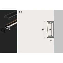 LED-profiili diffuusorilla Paulmann Base, musta, eri kokoja