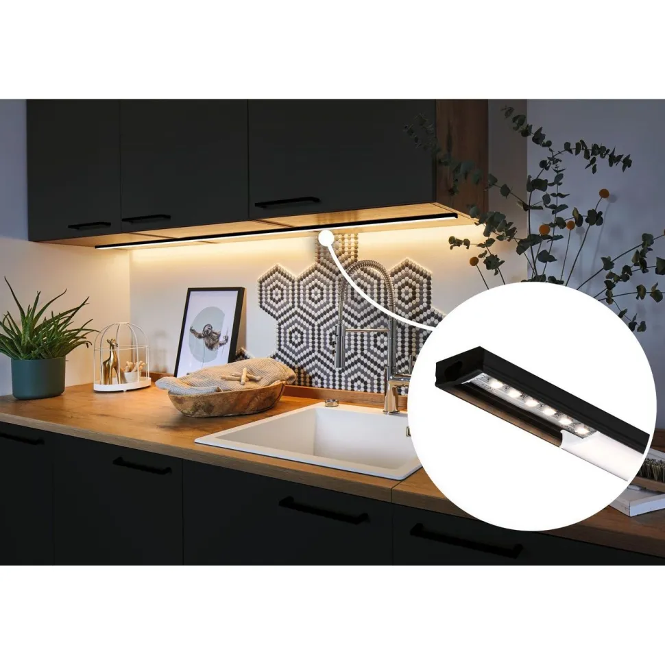 LED-profiili diffuusorilla Paulmann Base White, musta/valkoinen, eri kokoja