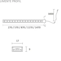 LED-profiili Limente 27, 24V 5W IP44, 17x270x9mm, alulook
