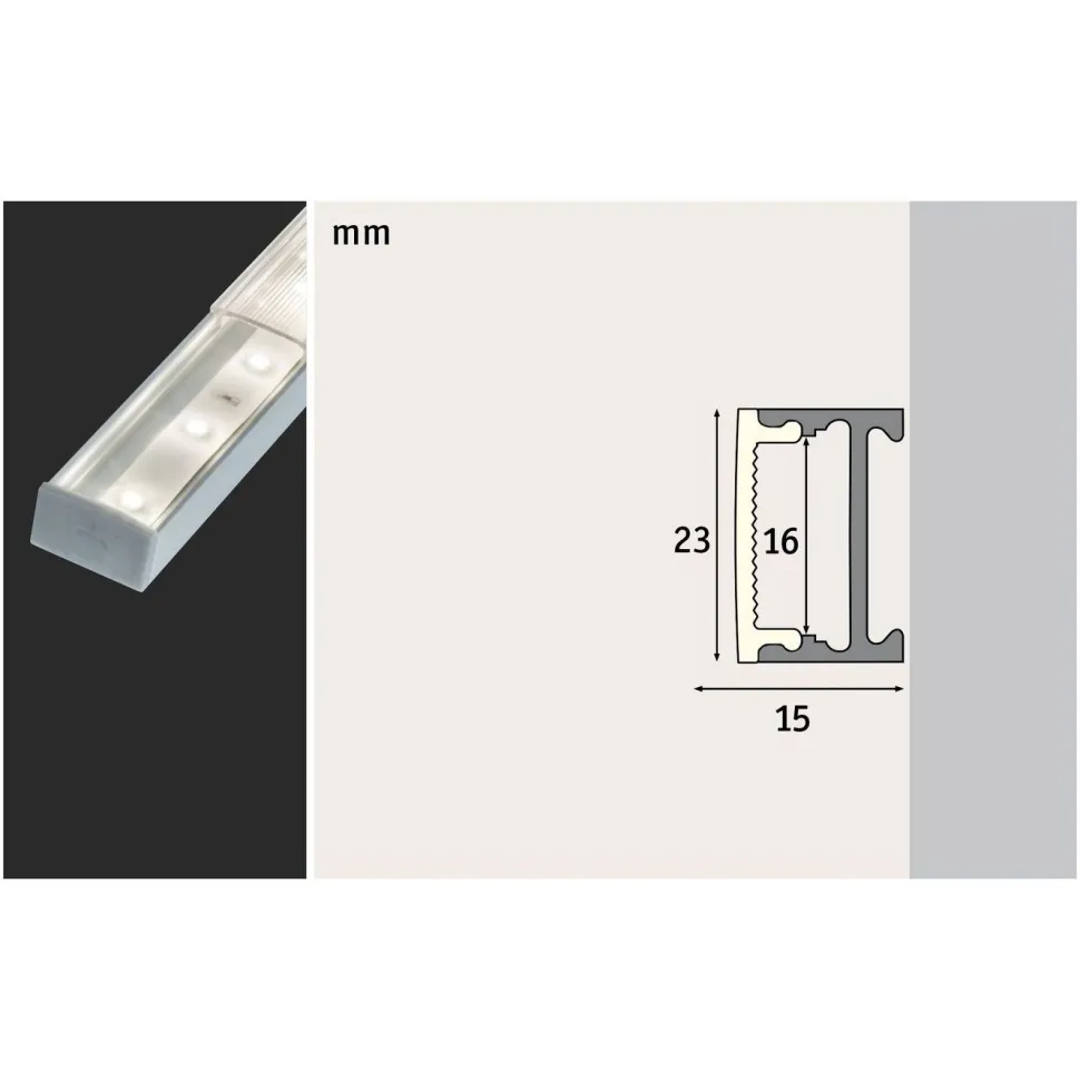 LED-profiili Paulmann Square, alumiini/satiini, eri kokoja