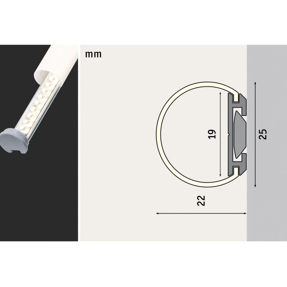 LED-profiili Paulmann Tube, anodisoitu alumiini, eri kokoja