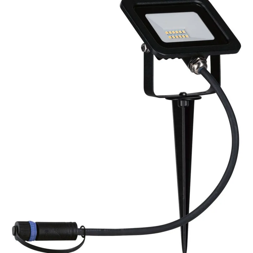 LED-puutarhaspotti Paulmann Plug & Shine Fluter, IP65, 3000K, 6,8W, musta