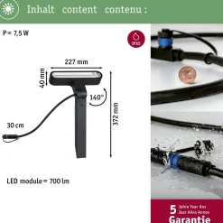 LED-puutarhaspotti Paulmann Plug & Shine Ito, IP65, 3000K, vaakasuuntainen säätö, antrasiitti