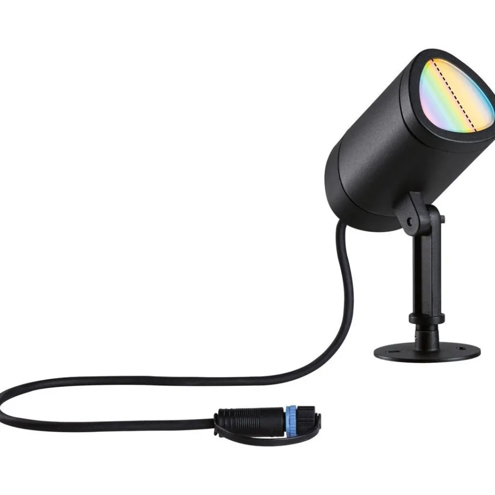 LED-puutarhaspotti Paulmann Plug & Shine Shira, Smart Home Zigbee 3.0, IP65, RGBW+, antrasiitti