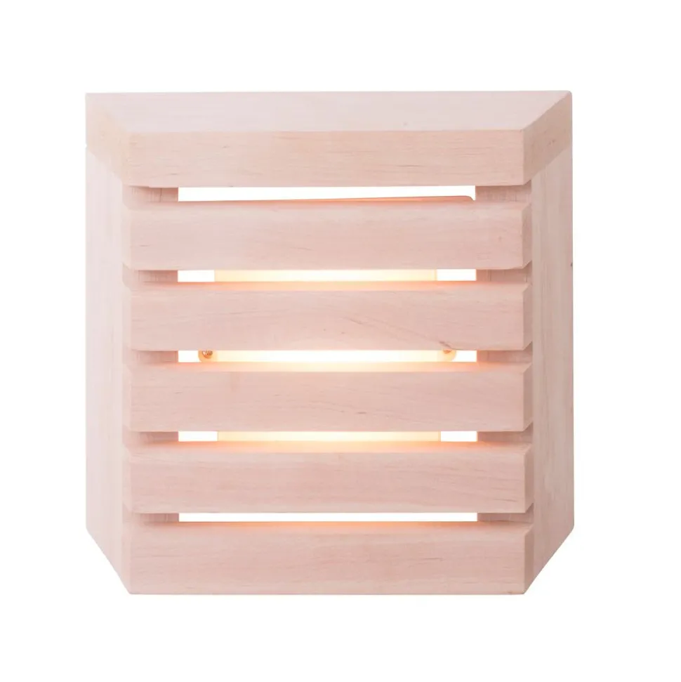 LED-saunavalaisin Airam Saunaled 260TRL 8W/827 270x268x66 mm himmennettävä IP65 tervaleppä