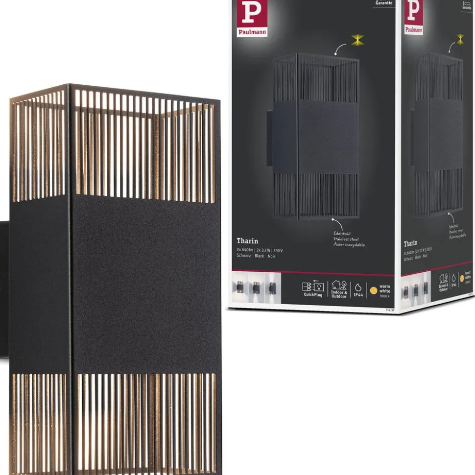 LED-seinävalaisin Paulmann Tharin, 120x104mm, IP44, 3000K, 2x3.7W