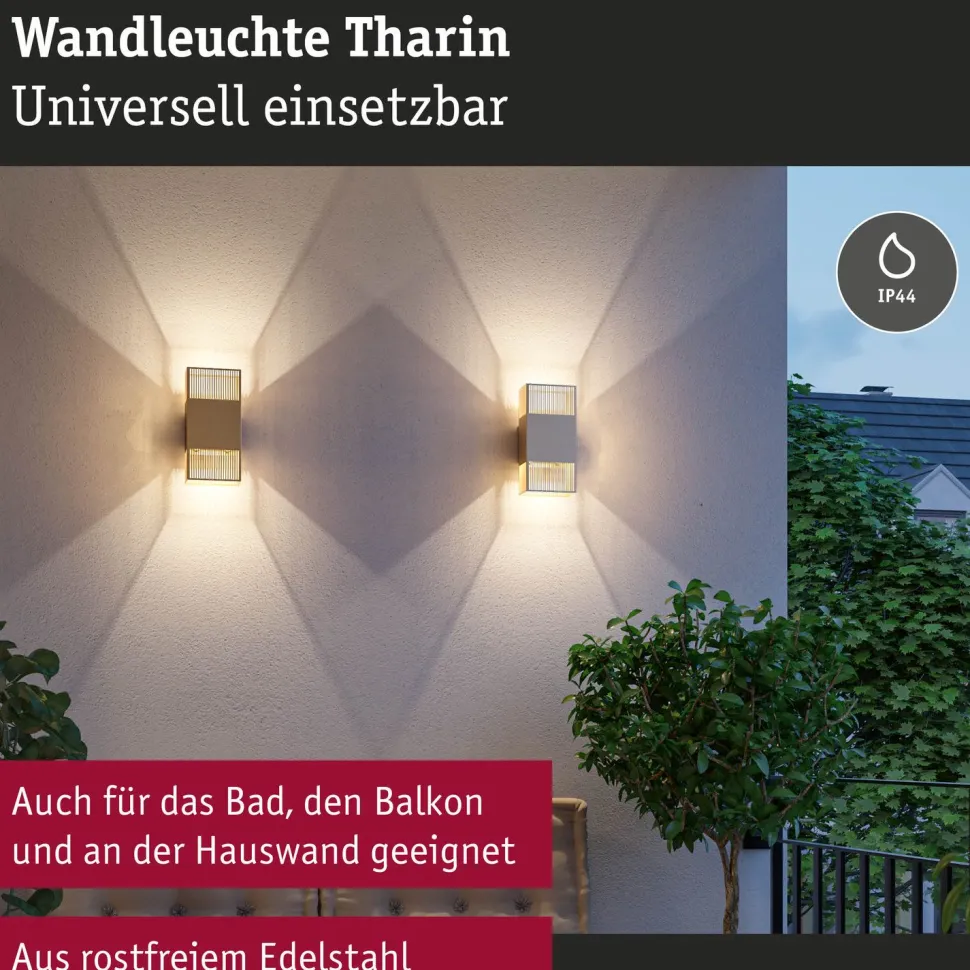 LED-seinävalaisin Paulmann Tharin, 120x104mm, IP44, 3000K, 2x3.7W