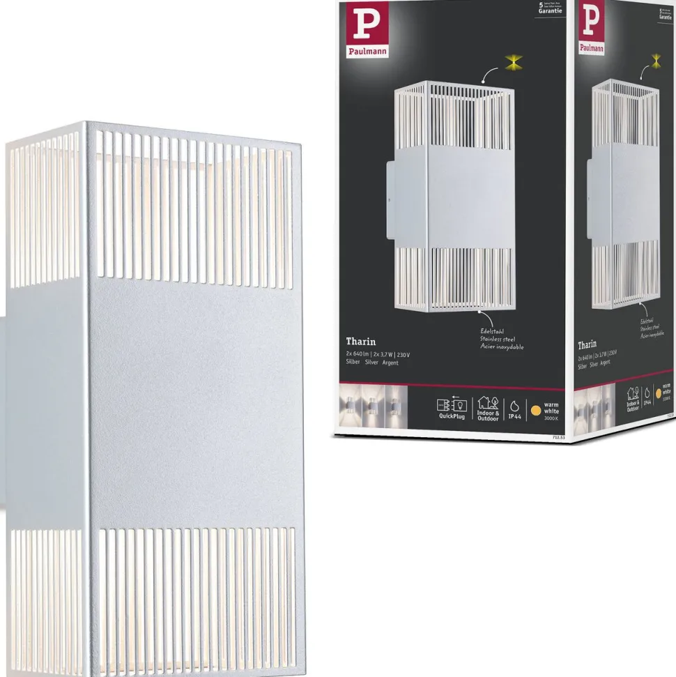 LED-seinävalaisin Paulmann Tharin, 120x104mm, IP44, 3000K, 2x3.7W