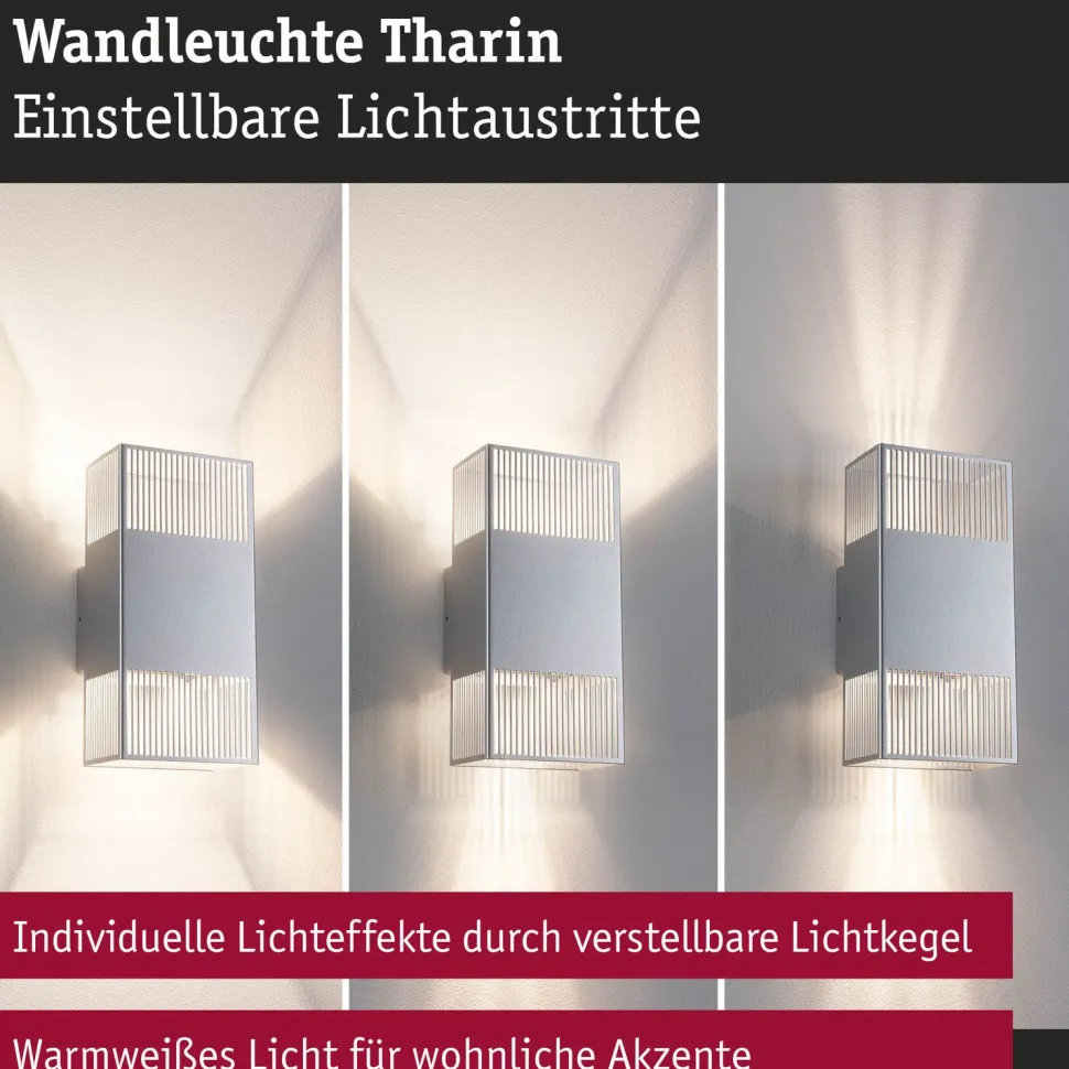 LED-seinävalaisin Paulmann Tharin, 120x104mm, IP44, 3000K, 2x3.7W