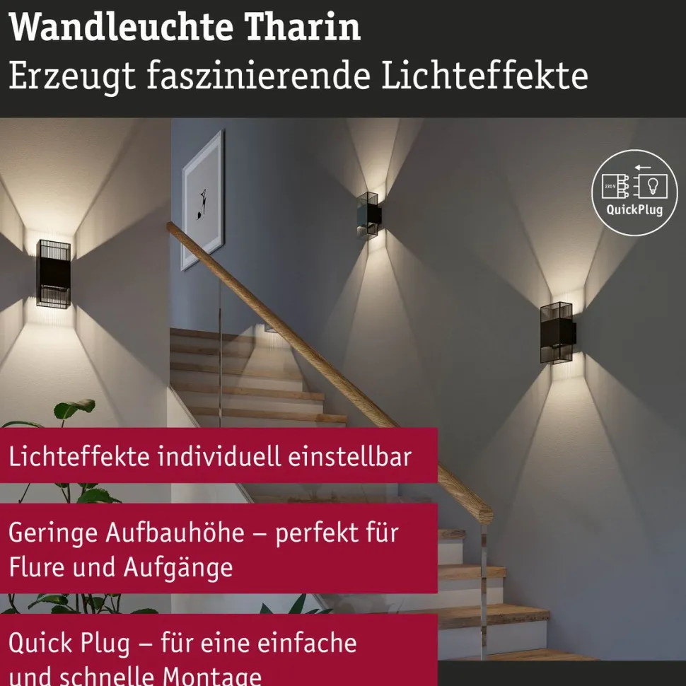 LED-seinävalaisin Paulmann Tharin, 120x104mm, IP44, 3000K, 2x3.7W