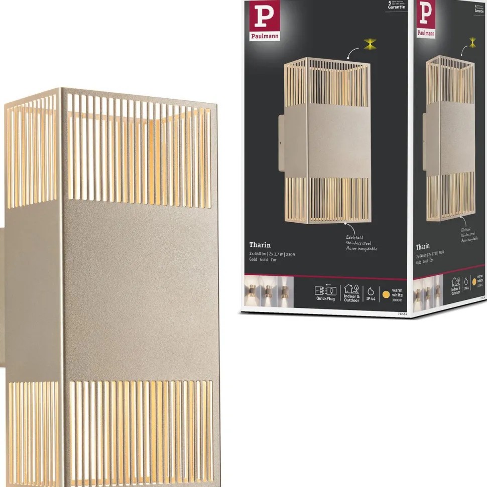 LED-seinävalaisin Paulmann Tharin, 120x104mm, IP44, 3000K, 2x3.7W