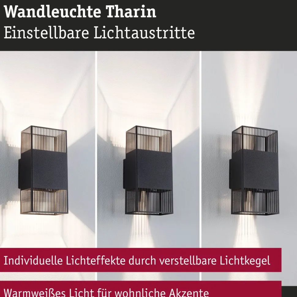 LED-seinävalaisin Paulmann Tharin, 120x104mm, IP44, 3000K, 2x3.7W