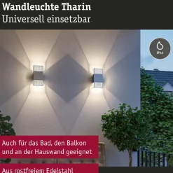 LED-seinävalaisin Paulmann Tharin, 120x104mm, IP44, 3000K, 2x3.7W
