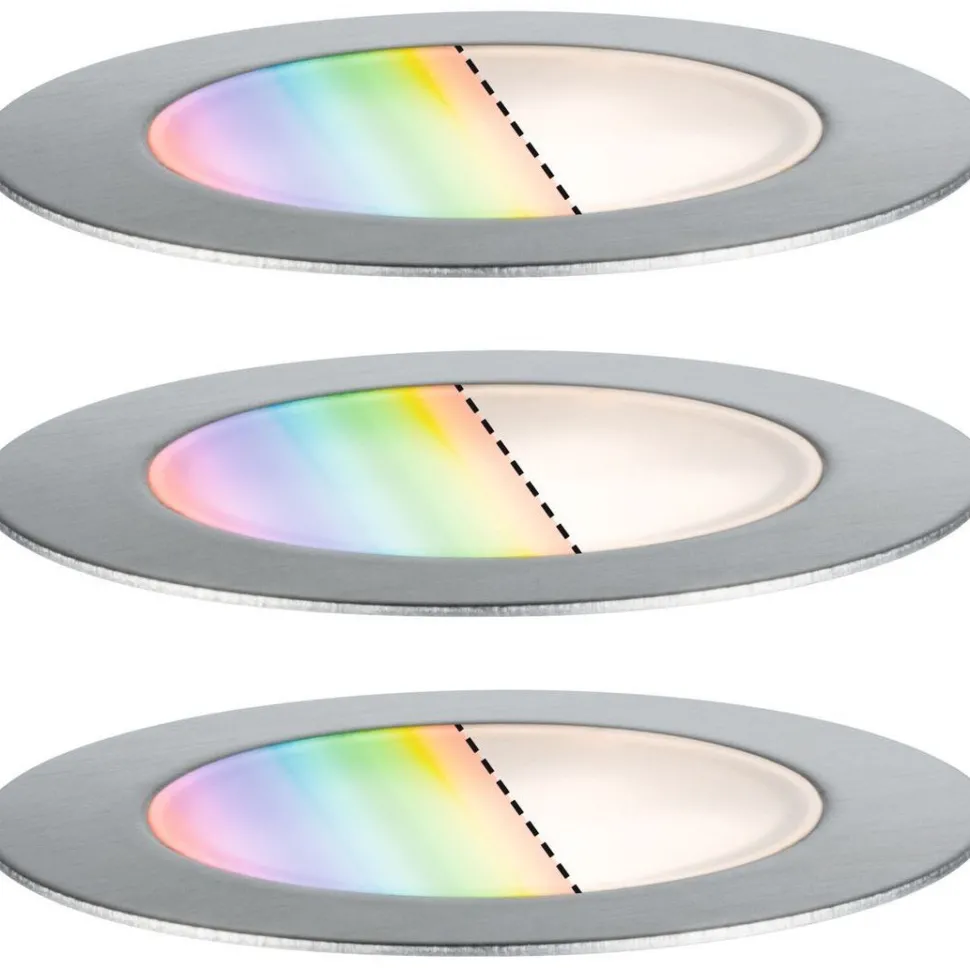 LED-terassivalaisinsarja Paulmann Plug & Shine Floor, Smart Home Zigbee 3.0, IP67, RGBW+, 3x2W, rst