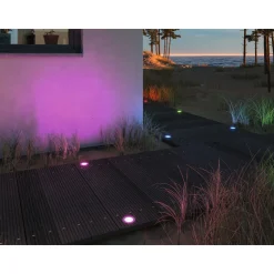 LED-terassivalaisinsarja Paulmann Plug & Shine Floor, Smart Home Zigbee 3.0, IP67, RGBW+, 3x2W, rst