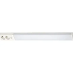LED-työpistevalaisin Airam Handy 750, 11W/830/840, 750x74mm, 2-osainen pistorasia+kytkin, IP21, valkoinen/opaali