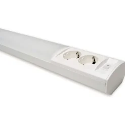 LED-työpistevalaisin Ensto Ami AL122L750 10W/830/840 752mm 2-osainen pistorasia+kytkin valkoinen
