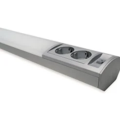 LED-työpistevalaisin Ensto Ami ALH122L550 9W/830/840 550 mm 2-osainen pistorasia + kytkin harmaa
