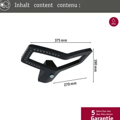 LED-ulkoseinävalaisin Paulmann Alara 375x270mm 3000K 10W 450lm hämäräohjattu liiketunnistin IR antrasiitti
