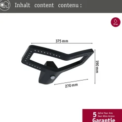LED-ulkoseinävalaisin Paulmann Alara Smart Home Zigbee 3.0 375x270mm hämäräohjattu liiketunnistin IR RGBW+ 10W 450lm antrasiitti