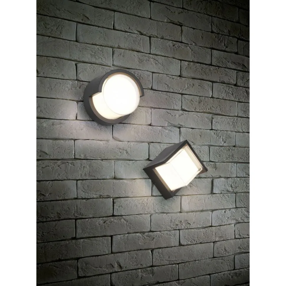 LED-ulkoseinävalaisin Trio Puno pyöreä mattamusta