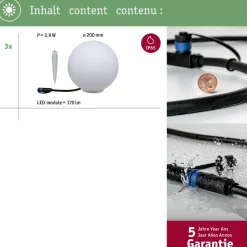LED-ulkovalaisin Paulmann Plug & Shine Globe, Smart Home Zigbee 3.0, IP65, RGBW+, valkoinen