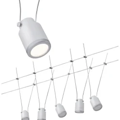 LED-vaijerivalaisinsetti Paulmann TunLED, 2700K, 5 valaisinta, valkoinen/mattakromi