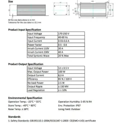 LED-vakiojännitelähde FTLIGHT 100 W 24V IP65