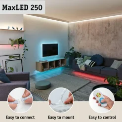 LED-valonauha Paulmann MaxLED 250, aloituspakkaus, IP44, 240lm/m, 2700K, 24VA, eri kokoja