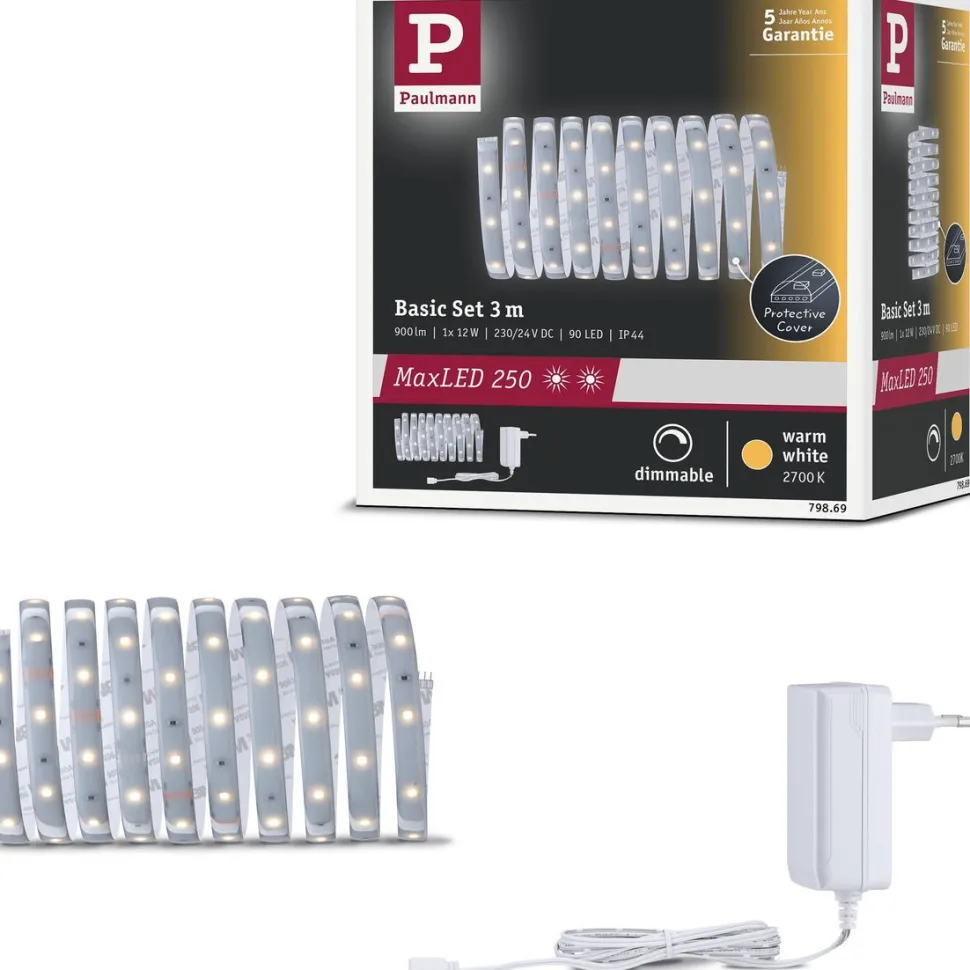LED-valonauha Paulmann MaxLED 250, aloituspakkaus, IP44, 240lm/m, 2700K, 24VA, eri kokoja