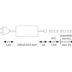 LED-valonauha Paulmann MaxLED 500, aloituspakkaus, 1.5m, IP44, 9W 440lm/m 2700K 20VA