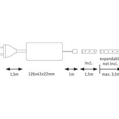 LED-valonauha Paulmann MaxLED 500, aloituspakkaus, 1.5m, IP44, 9W, 440lm/m, 6500K, 20VA
