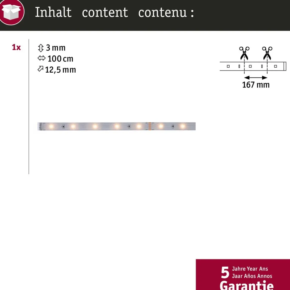 LED-valonauha Paulmann MaxLED 250, 300lm/m, 2700K, eri kokoja